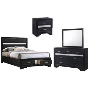 Home Square 4-Piece Set with Full Storage Bed Nightstand Dresser & Mirror