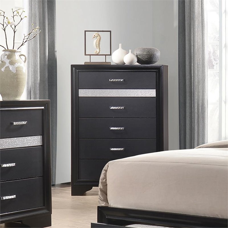 Home Square 5-Piece Set with Full Storage Bed Nightstand Dresser Mirror Chest