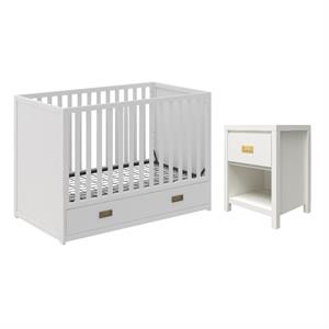 home square 2-piece set with kids nightstand and 3-in-1 convertible storage crib