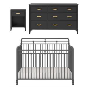 home square 3-piece set with metal crib nightstand and 6-drawer dresser