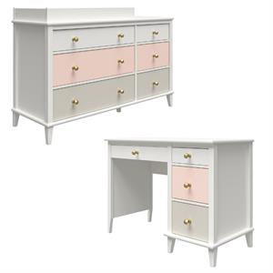 home square 2-piece furniture set with 6-drawer changing table & kids desk