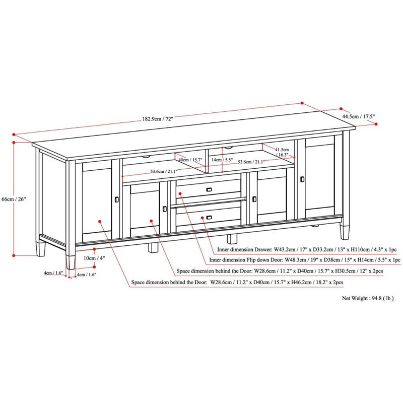 Home Square 3-Piece Set with TV Media Stand up to 80