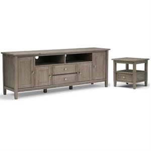 Home Square 2-Piece Set with TV Media Stand up to 80&quot & 20&quot End Side Table