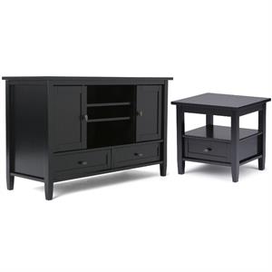 Home Square 2-Piece Set with 47&quot TV Media Stand and 20&quot End Side Table