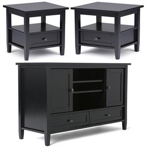 Home Square 3-Piece Set with 47&quot TV Media Stand and 2 20&quot End Side Tables