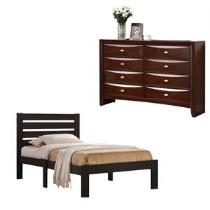home square 2-piece set with full bed and 8-drawer dresser in espresso