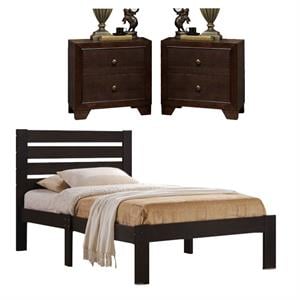 home square 3-piece set with full bed and 2 nightstands in espresso