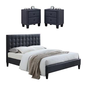 home square 3-piece set with queen panel bed and 2 2-drawer nightstands