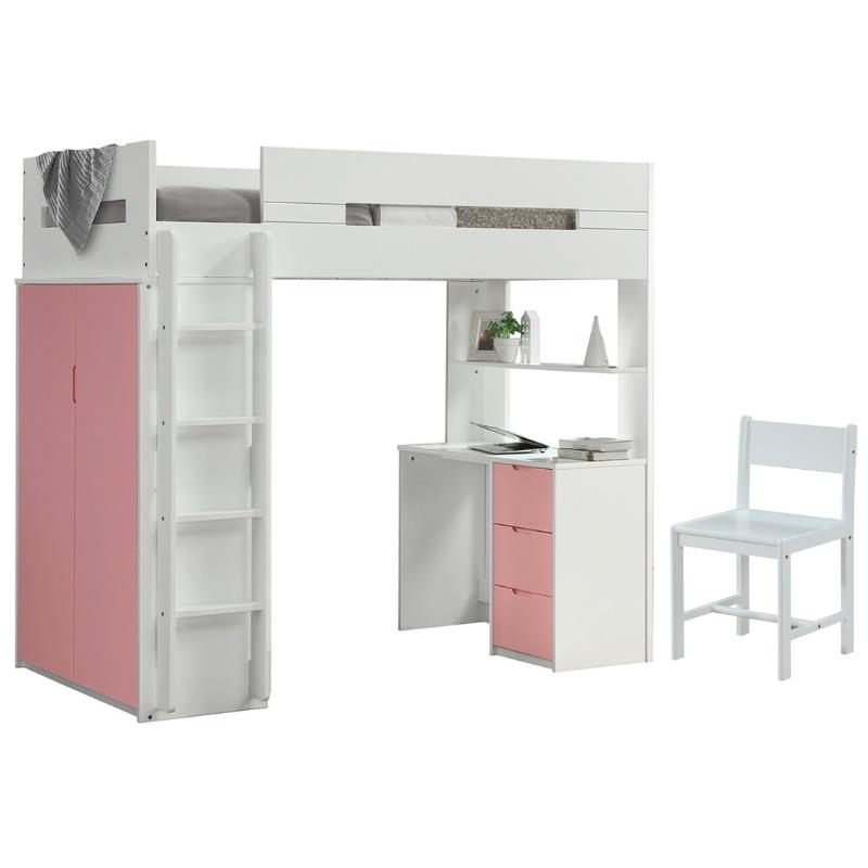 Home Square 2-Piece Set with Twin Storage Loft Bed and Kids Chair