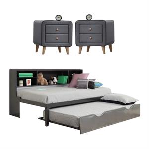 home square 3-piece set with twin bookcase bed and 2 2-drawer nightstands