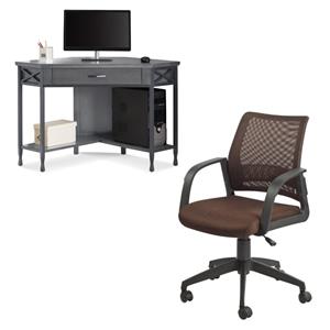 home square 2-piece set with corner computer/writing desk and back office chair