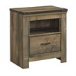 Home Square 3-Piece Set with 5 Drawer Wood Chest and 2 Nightstands in Brown
