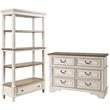 Home Square 2-Piece Furniture Set with 4 Shelf Bookcase 6 Drawer Double Dresser