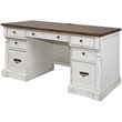 Home Square 2-Piece Set with Computer Desk and Hutch in Weathered White
