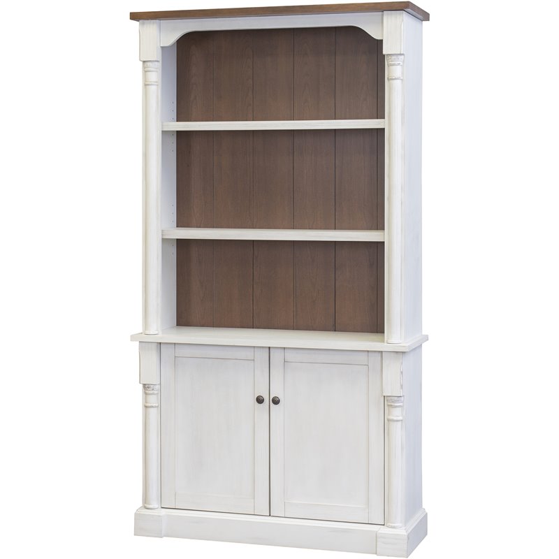 Home Square 2-Piece Set with Writing Desk & 3-Shelf Bookcase in Weathered White