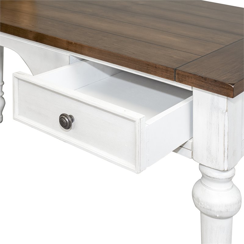 Home Square 2-Piece Set with Writing Desk & 3-Shelf Bookcase in Weathered White