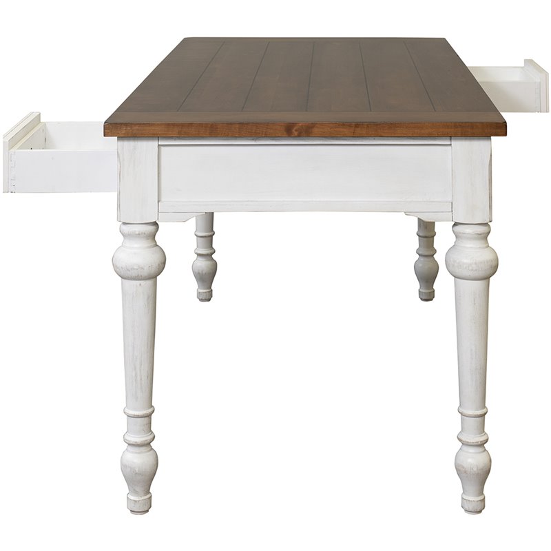 Home Square 2-Piece Set with Writing Desk & 3-Shelf Bookcase in Weathered White