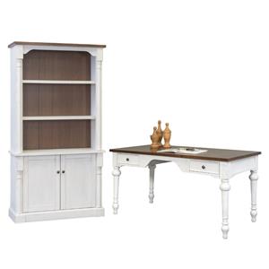 home square 2-piece set with writing desk & 3-shelf bookcase in weathered white