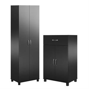 Home Square 2-Piece Set with 24&quot Utility Storage Cabinet & 2-Door Base Cabinet