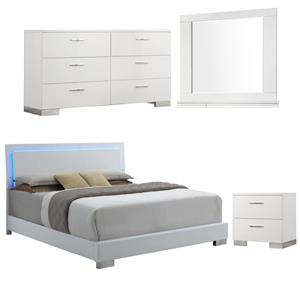 home square 4-piece set with queen led bed nightstand double dresser and mirror