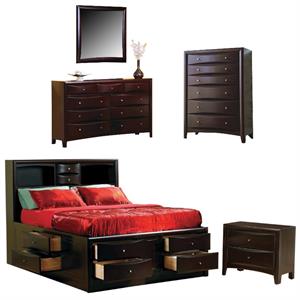 home square 5-piece set with cal king bed nightstand dresser mirror and chest