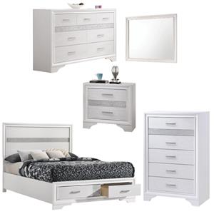 home square 5-piece set with full storage bed nightstand dresser mirror & chest