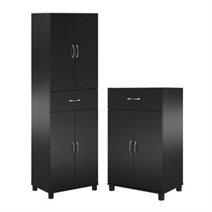 Home Square 2-Piece Set with Cabinet with Drawer 24&quot 2 Door Base Storage Cabinet