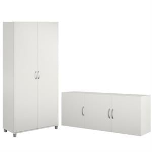 Home Square 2-Piece Set with 36&quot Utility Cabinet and 54&quot Wall Cabinet in White