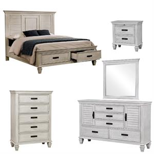 home square 5 piece east king storage bedroom set in antique white