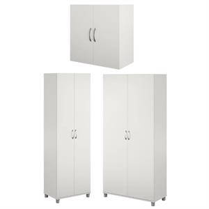 Home Square 3-Piece Set with 24&quot 36&quot Utility Cabinet 24&quot Wall Cabinet in White