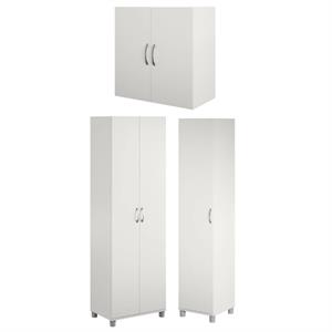 Home Square 3-Piece Set with 24&quot 16&quot Utility Cabinet 24&quot Wall Cabinet in White