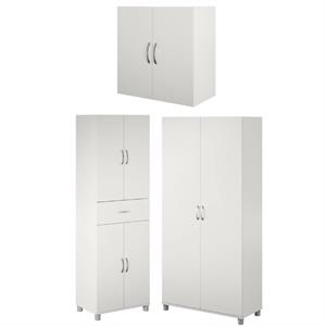 Home Square 3-Piece Set with 36&quot Utility Storage Cabinet and 24&quot Wall Cabinet