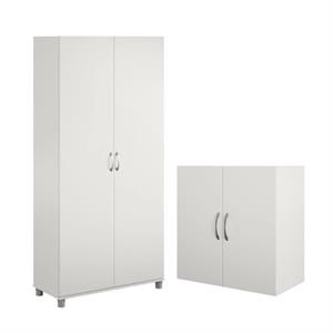 Home Square 2-Piece Set with 36&quot Utility Cabinet and 24&quot Wall Cabinet in White