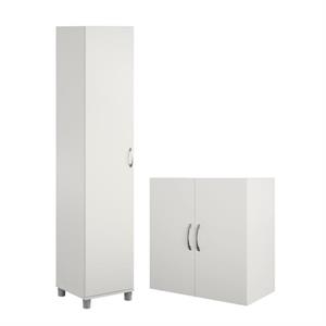 Home Square 2-Piece Set with 16&quot Utility Cabinet and 24&quot Wall Cabinet in White