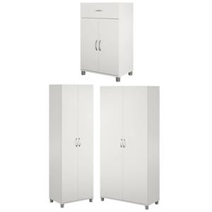 Home Square 3-Piece Set with 24&quot 36&quot Utility Cabinet & 24&quot 2 Door Base Cabinet