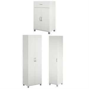 Home Square 3-Piece Set with 24&quot 16&quot Utility Cabinet & 24&quot 2 Door Base Cabinet