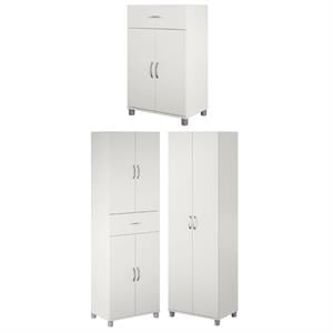 Home Square 3-Piece Set with 24&quot Utility Storage Cabinet 24&quot 2 Door Base Cabinet