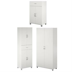 Home Square 3-Piece Set with 36&quot Utility Storage Cabinet 24&quot 2 Door Base Cabinet