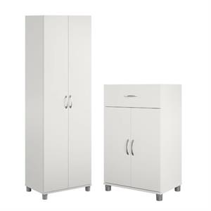 Home Square 2-Piece Set with 24&quot Utility Storage Cabinet 24&quot 2 Door Base Cabinet