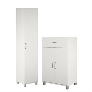 Home Square 2-Piece Set with 16&quot Utility Storage Cabinet 24&quot 2 Door Base Cabinet