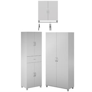 Home Square 3-Piece Set with 36&quot Utility Storage Cabinet & 2-Door Wall Cabinet