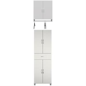 home square 2-piece set with storage cabinet with drawer & wall cabinet in white