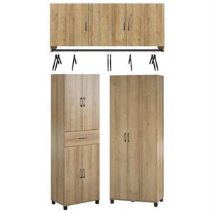 home square 3-piece set with cabinet tall cabinet and wall cabinet in natural