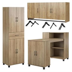 home square 3-piece set with storage cabinet desk and 3-door wall cabinet