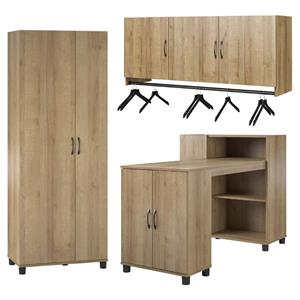 home square 3-piece set with tall storage cabinet desk and 3-door wall cabinet