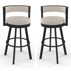 home square modern 2-piece faux leather swivel bar stool set