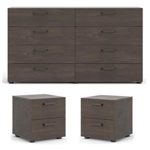 home square set with 6 drawer dresser and nightstand in dark chocolate
