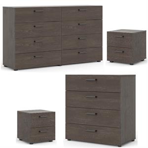 home square set with 6 drawer dresser and chest in dark chocolate