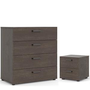 home square set with 4 drawer chest and nightstand in dark chocolate