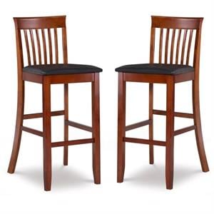 Home Square 2-Piece Furniture 30&quot Wood Bar Stool Set in Cherry